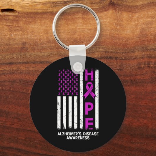 Paarse Alzheimer Awareness Amerikaanse vlag M Sleutelhanger (Achterkant)