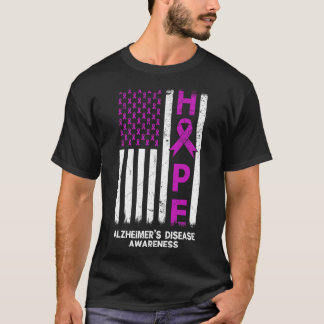 Paarse Alzheimer Awareness Amerikaanse vlag M T-shirt