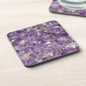 Paarse amethist Crystal Gem Stone Look Bier Onderzetter (Linkerzijde)