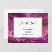 Paarse Amethist en Goud Abstract sparen de datum Uitnodiging Briefkaart (Voorkant / Achterkant)
