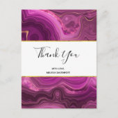 Paarse Amethist En Gouden Abstracte Agate Dank Je Briefkaart (Voorkant)