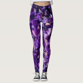 Paarse Amethyst Crystal Geode Gemstone Leggings