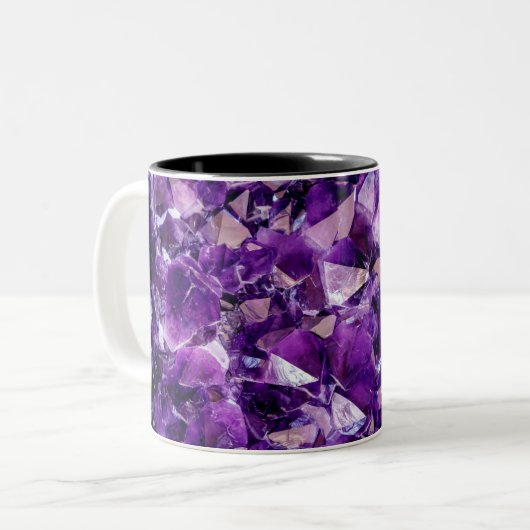 Paarse Amethyst Crystal Geode Gemstone Mok (Voorkant links)