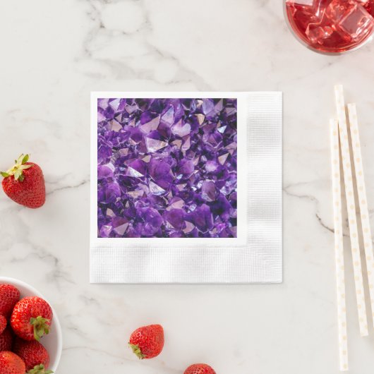 Paarse Amethyst Crystal Geode Pareltjes Papier Nap Servet (Insitu)