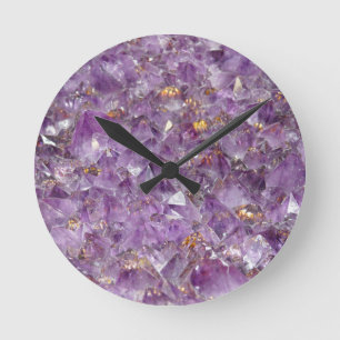 Paarse Amethyst Crystal Stone Print Ronde Klok