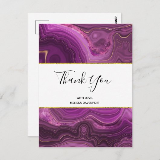 Paarse Amethyst en Gold Abstract Agate Hartelijk d Briefkaart (Voorkant / Achterkant)