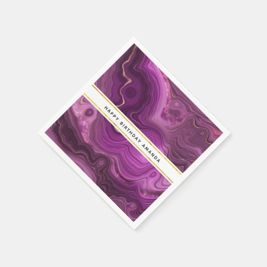 Paarse Amethyst en Gold Abstract Agate Napkins Servet (Hoek)