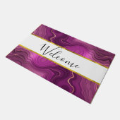 Paarse Amethyst en Gold Abstract Agate Welkom Deurmat (Schuin)