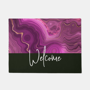 Paarse Amethyst en Gold Abstract Agate Welkom Deurmat