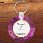 Paarse Amethyst en Gold Agate Weddenschap Hartelij Sleutelhanger (Voorkant)
