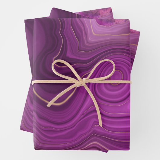 Paarse Amethyst en goudAbstract Agate Inpakpapier Vel (In situ)
