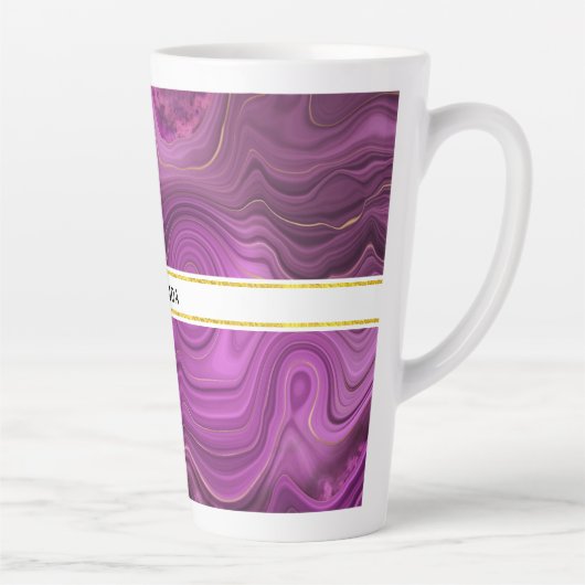Paarse Amethyst en goudAbstract Agate Latte Mok (Rechts)
