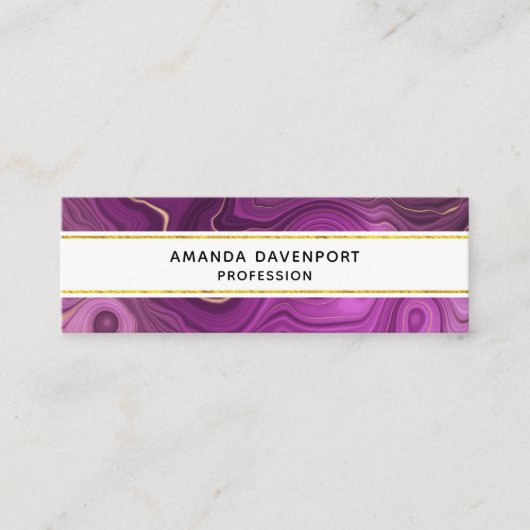 Paarse Amethyst en goudAbstract Agate Mini Visitekaartje (Voorkant)