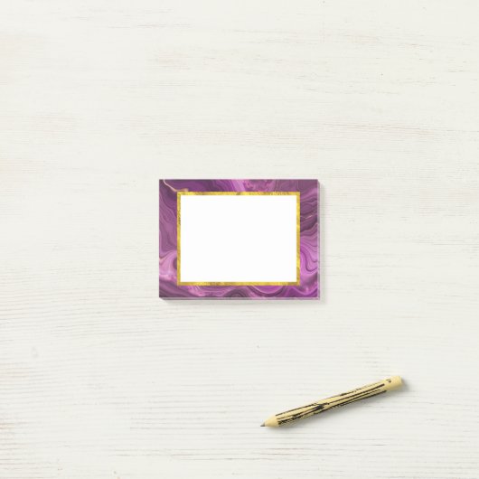 Paarse Amethyst en goudAbstract Agate Post-it® Notes (Op bureau)