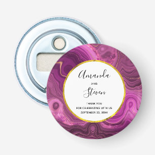 Paarse Amethyst en gouden Abstracte Agate Wedding Button Flesopener