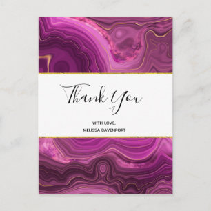 Paarse Amethyst En Gouden Abstracte Agaten Dank Je Briefkaart