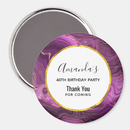 Paarse Amethyst en goudgewas Bedankt Mag Magneet (Voorkant / Achterkant)