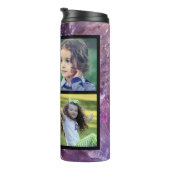 Paarse amethyst foto collage monogram thermosbeker (Geroteerd rechts)