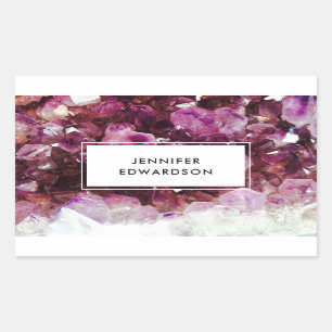 Paarse amethyst gemstone kristal professioneel rechthoekige sticker