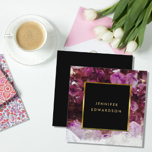 Paarse amethyst gemstone kristal professioneel vierkante visitekaartje