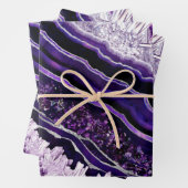 Paarse Amethyst Geode en Silver Digital Art Inpakpapier Vel (In situ)