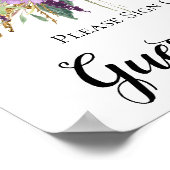 Paarse Amethyst Gold Sparkles Guest Book Sign Poster (Hoek)