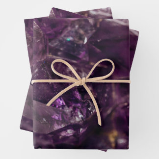 Paarse Amethyst Kristal Kwarts Energie Patroon Inpakpapier Vel