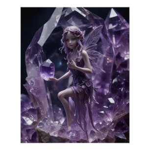 Paarse Amethyst kristallen magische fee Perfect Poster