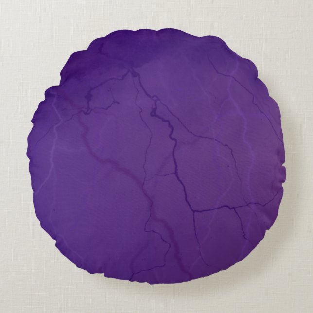 Paarse Amethyst Lightning Round Pillow Rond Kussen (Voorkant)