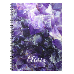 Paarse amethyst Persoonlijke naam Notitieboek