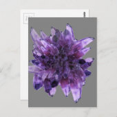 PAARSE AMETHYST QUARTZ CRYSTALS MINERAL BRIEFKAART (Voorkant / Achterkant)