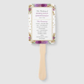 Paarse Amethyst Rechthoek Gouden Glitter Lijst Handwaaier (Voorkant)