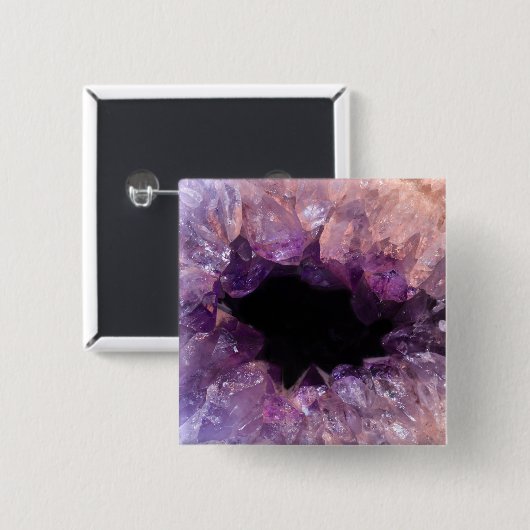 Paarse Amethyst Vierkante Button 5,1 Cm (Voorkant /achterkant)