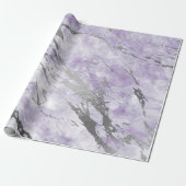 Paarse Amethyst White Silver Grey Marble Shiny Cadeaupapier (Uitgerold)