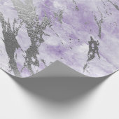 Paarse Amethyst White Silver Grey Marble Shiny Cadeaupapier (Hoek)