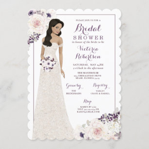 Paarse Anemone Bride in Gown Vrijgezellenfeest Kaart