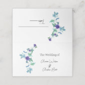 Paarse Anemones en Greenery Name Place Card (Buitenkant ongevouwen)