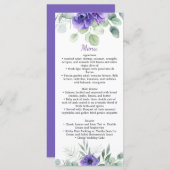 Paarse Anemones en Greenery Wedding Menu (Voorkant / Achterkant)