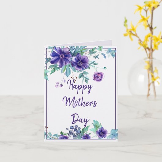 Paarse anemonMoederdag Kaart (Gele Bloem)