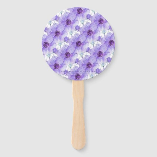 Paarse anemoon bloem waterverf bruiloft fan handwaaier (Achterkant)
