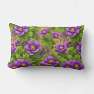 Paarse Anemoon Bloemen Patroon Kussen