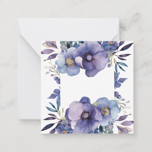 Paarse anemoon bloemrand notitiekaartje (Voorkant)