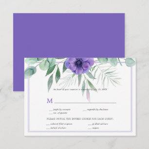 Paarse Anemoon Groene Rand RSVP Kaartje