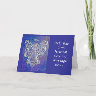 Paarse Angel-Wenskaart of Note-kaarten met kabel Kaart