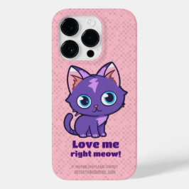 Paarse animatekat vectorkunstroze Case-Mate iPhone 14 pro hoesje