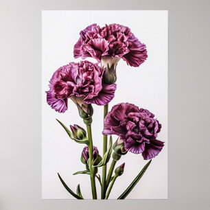 Paarse Anjers Bloem Kunstprint Poster