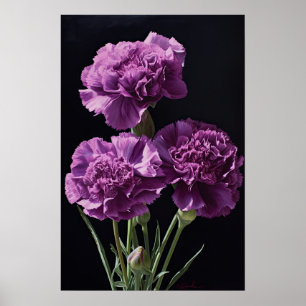 Paarse Anjers Bloem Kunstprint Poster