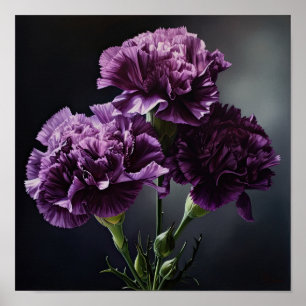Paarse anjers bloemenkunst print Poster