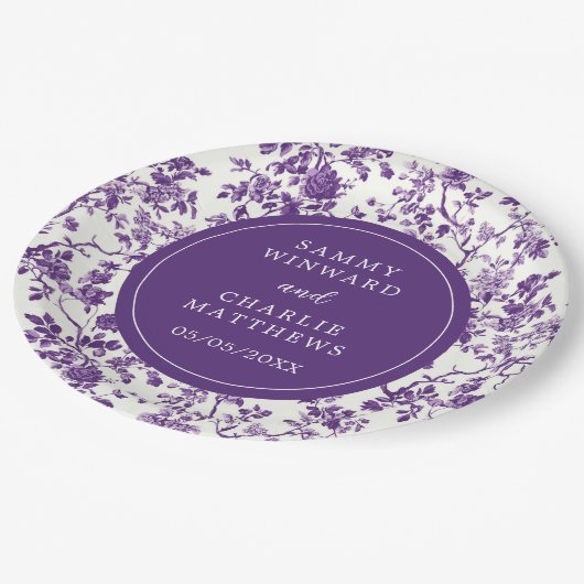 Paarse Antiek Chinoiserie bruiloft Papieren Bordje (Gekanteld)