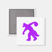 Paarse Antropomorfe Canine Bowling Magnet 0001 Magneet (Voorkant / Achterkant)